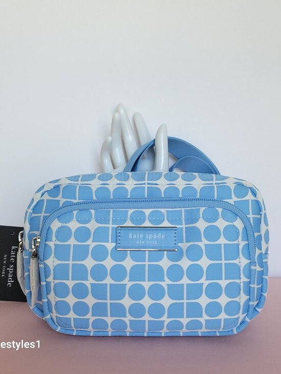 KATE SPADE Handbags - KATE SPADE Belt Bag Noel Jacquarded Printed Fabric Bag- Astral Blue color ⭐